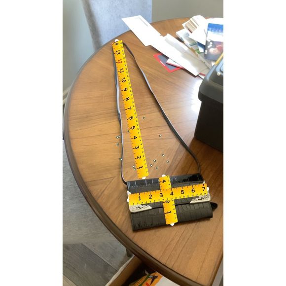 Brighton Leather Black Crossbody Bag Purse Crocodile Embossed Western Cowgirl Cl - Picture 11 of 17